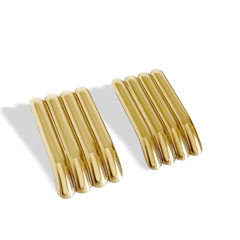 New! Gold Channel Bar Statement Earrings (1064) NWOT